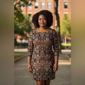 LONDON TIMES Dress women’s size 10 petite A line fit floral 3/4 sleeves dress